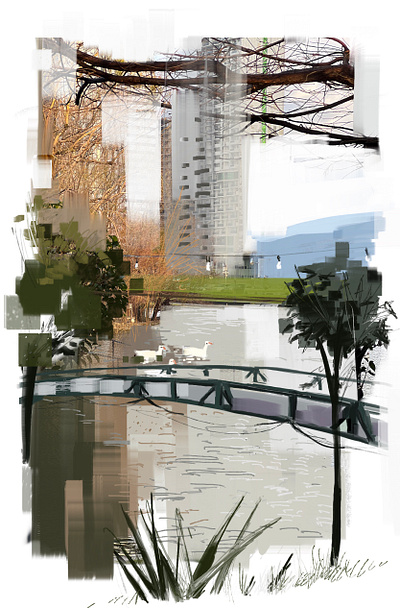 Lake in the city design illustration