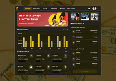 Savings Dashboard dashboard dashboard design dashboard ui design fintech dashboard savings savings dashboard ui design uiux design