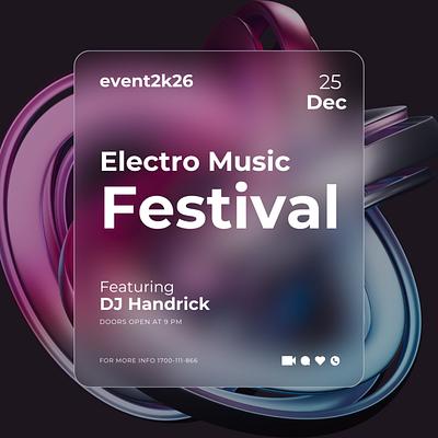 Electro Music Poster... 3d banner design branding design event festival flyer graphic design illustration illustrator instagram post invitation post music event poster design typography ui vector