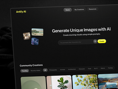 Artify AI - AI Generate Image ai artificial intellegent bot clean design firefly generate generate image image ai landing page leonardo ui web website