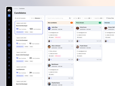 Candidate Progress of an HR Platform - TalentHub b2b candidate card case study collumn dashboard employee hr platform kanban manager platform progress recruite recruitment saas ui ux uxui