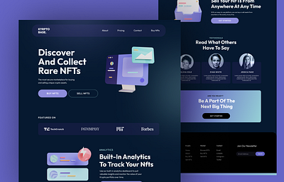 Website Landing Page for KYRPTO BASE. NFT Company landing page nft ui uiux website design