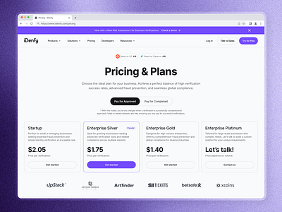 Pricing page - KYC/AML service aml design kyb kyc kyc aml landing landing page page pricing pricing page ui website