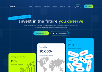 Fluxa- Investment landing page design figma fintech investment ui ui design