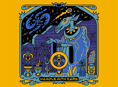 Handle With Care album branding classic colorful death design dreamscape graphic design illustration merch mushroom ui