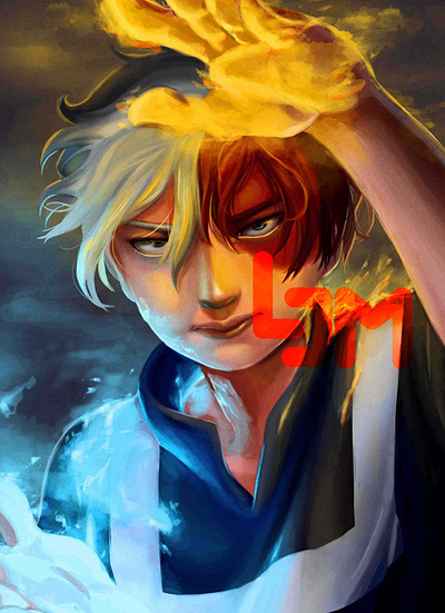 Todoroki Fire n Ice anime art artwork boku no hero digital art illustration lemoire lemoire04 portrait shoto todoroki