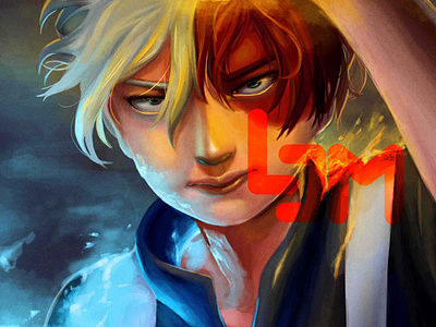 Todoroki Fire n Ice anime art artwork boku no hero digital art illustration lemoire lemoire04 portrait shoto todoroki