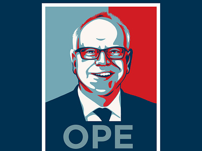 Tim Walz "Ope" campaign sign campaign donald trump drawing illustration kamala harris politics portrait shepherd fairey tim walz