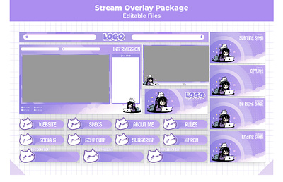 Purple Girl Theme Overlay Stream girl with headset