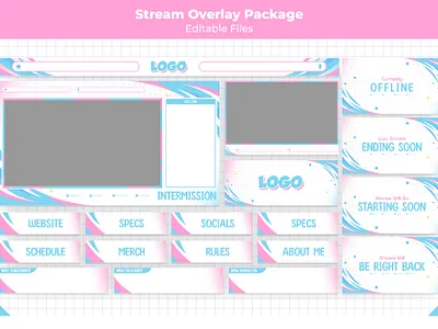 Pink and Blue Theme Overlay Stream twitch stream