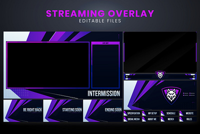 Purple Gaming Overlay Stream Package streamer assets