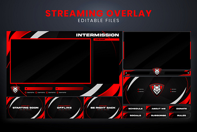 Red Overlay Stream Package streamer assets