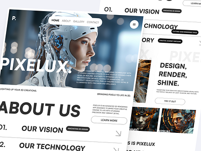 Pixelux - AI 3D Landing Page ai artificial intelligence automation business design exploration illustration landing landing page saas software as a service solution ui uidesign uiux user experience userinterface web web design website