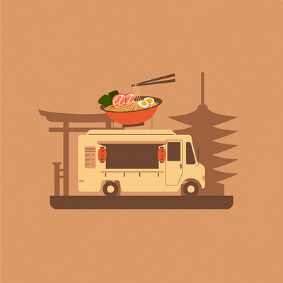 Ramen food truck 2d illustration digital illustration food truck illustration ramen ramen illustration vector illustration