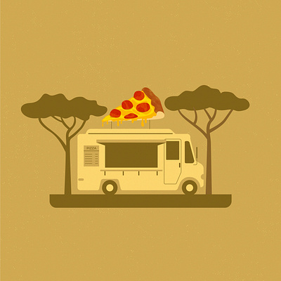 Pizza food truck 2d illustration digital illustration food truck illustration pizza vector illustration