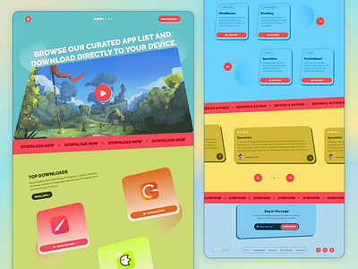 App Downloader Website - APPLYST appdownloader colorfuldesign dailyui design figmdesign funui landing page landingpage ui ui design webdesign website website design