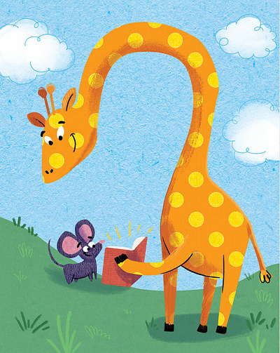 Giraffe Mouse Friends Reading