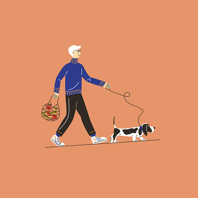 Morning walk 2d illustration digital illustration dog walking illustration vector illustration walk with a dog