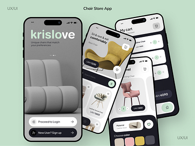 Mobile application for unique chairs store app app design design mobile application ui ux