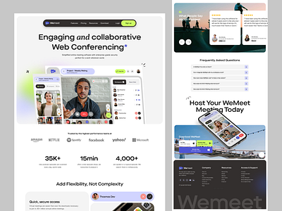 WeMeet - Video Conference App Landing Page communication app landing page meeting app meeting room meeting ui meeting website online communication online meeting product product design room chat saas landing page video call video chat video communication video conference ui web web design zoom