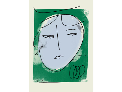 Autumn Face II art blue clean design face free painting graphic design green illustration illustrator minimal minimalism modern painting photoshop bursh portrait simple shapes sketch sketchbook