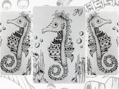 Sea Horse | Zentangle art handmade pattern zentangle