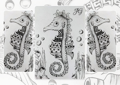 Sea Horse | Zentangle art handmade pattern zentangle