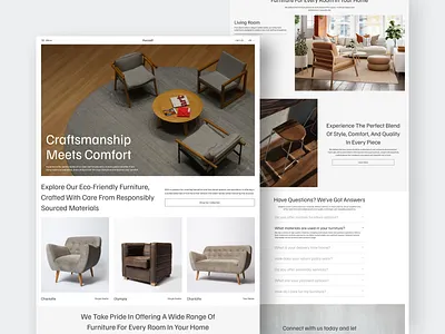 Furniture Craftsmanship Landing chair clean craft design fireart landing modern page production ui ux web