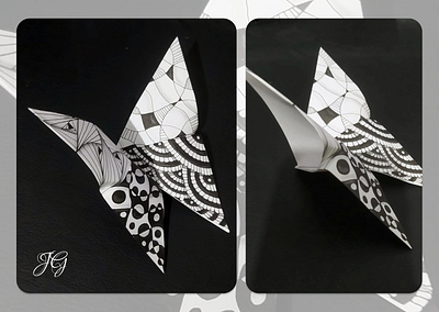 Butterfly | Zentangle & Origami art handmade origami pattern zentangle