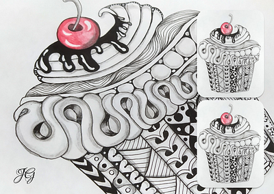 Cupcake | Zentangle art handmade pattern zentangle