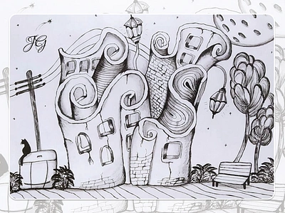 Surreal City | Ilustration art handmade ilustration pattern zentangle