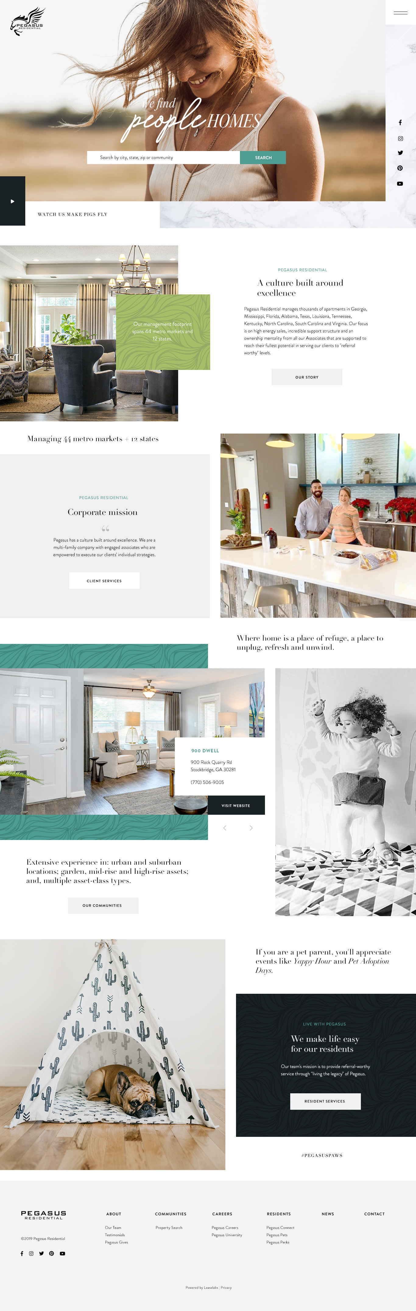 Pegasus Residential Website web design