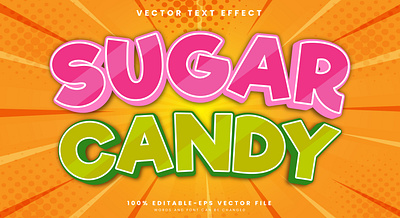 Sugar Candy 3d editable text style Template cute