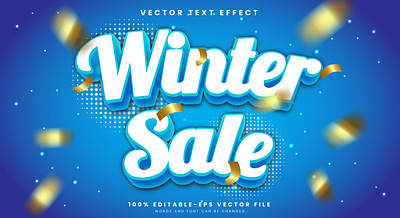 Winter Sale 3d editable text style Template holiday