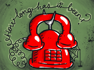 How long? 90 creepy digital illustration disconnect ghost haunted illustration internet old past phone procreate red retro spooky telephone time web zombie zombies