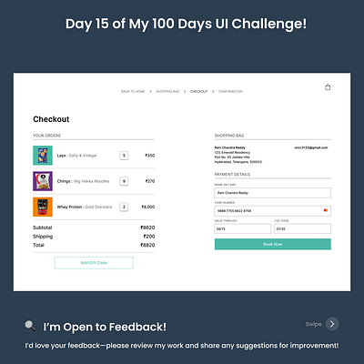 Day 15/100 - Desktop Checkout Screen UI ui