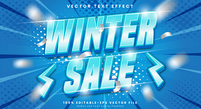 Winter Sale 3d editable text style Template holiday