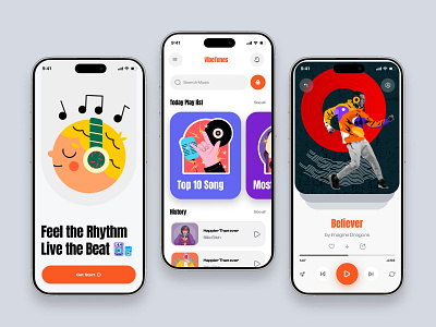 VibeTunes - Music App UI app design mobile app mobile app ui music music album music app ui music art music player music player app music player ui ui ux