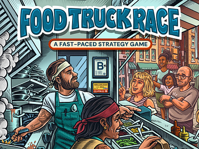 Food Truck Race board game boardgame boardgame design food truck food truck design food truck race graphic design gregory alford illustration kickstarter mario zucca packaging product design strategy game tabletop game