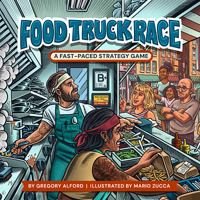 Food Truck Race board game boardgame boardgame design food truck food truck design food truck race graphic design gregory alford illustration kickstarter mario zucca packaging product design strategy game tabletop game