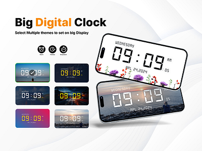 Big Digital Clock App graphic design ui