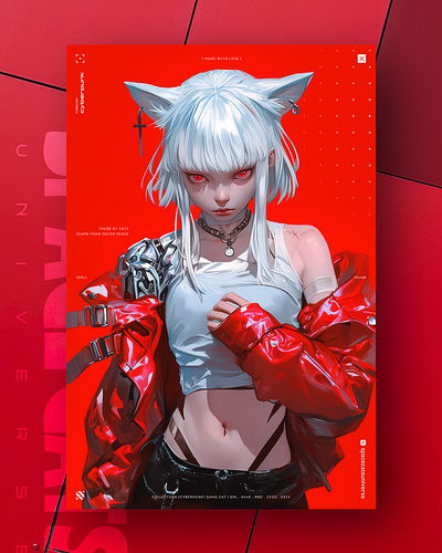 All in red 🩸 ai branding cat daliy design illustration poster print