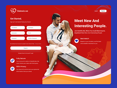 Dating website branding dating app dating website design home page illustration landing landing page web website