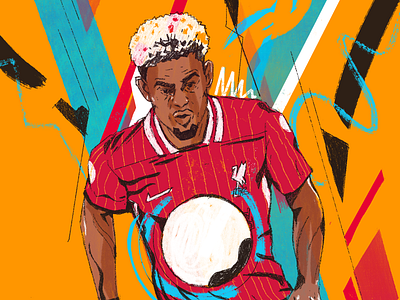 Luis Diaz - Liverpool FC character fc liverpool football football club football illustrated illustrated football illustration illustrator luis diaz illustration people portrait portrait illustration procreate soccer soccer illustration