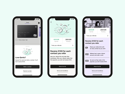 Referral Revamp for FinTech App app design business referrals earn rewards financial app ui financial management financial services link sharing mobile banking mobile ui design personal finance referral program referral tracking reward system user interface ux design