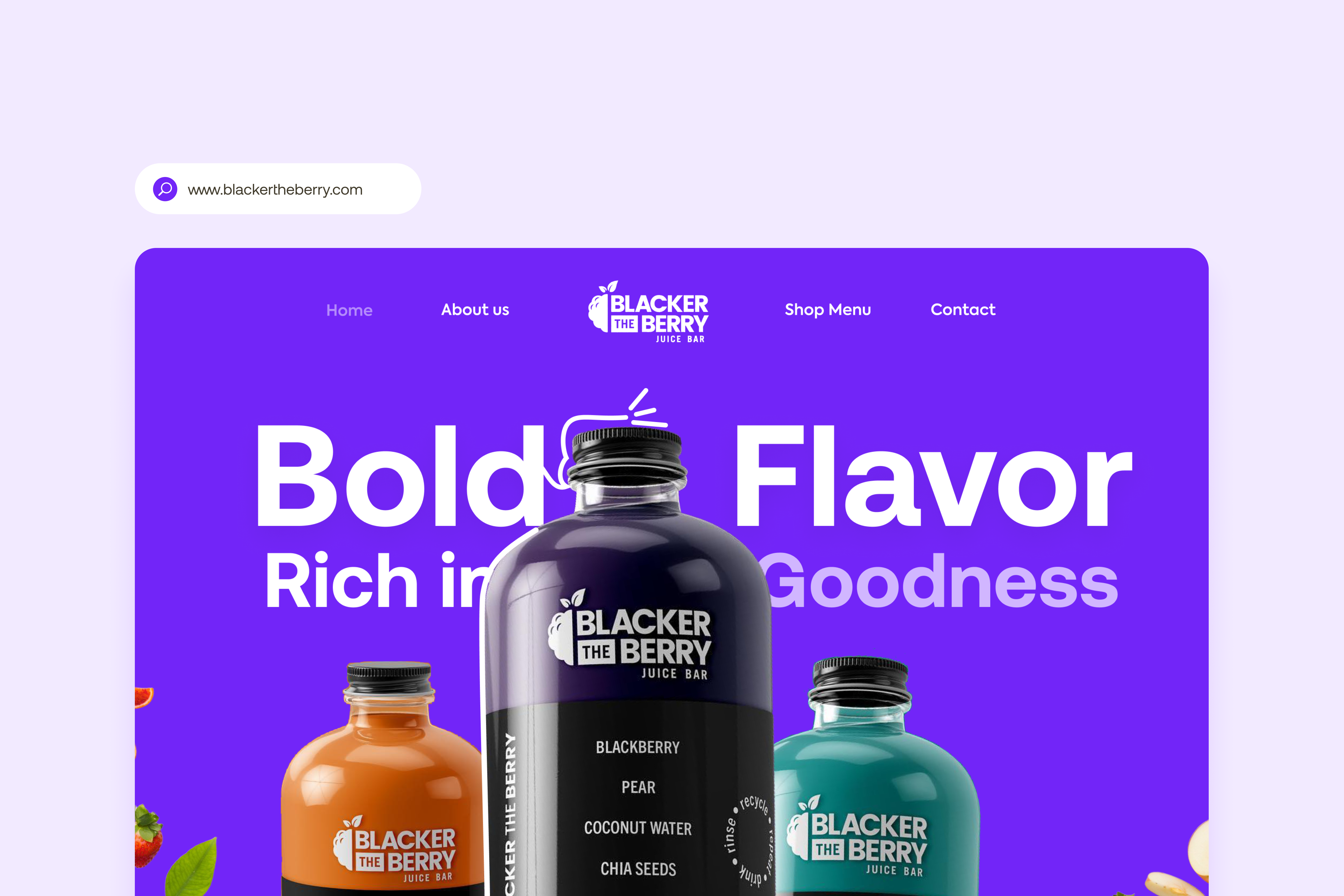 BlckerTheBerry Juice - Landing Page agency branding design drinks fruits graphic design health illustration juice landing page landingpage logo mobile app product design ui ui design ux design