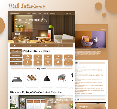 Msk Interiors: Modern Home Decor E-Commerce Website Design brand identity design graphic design interactive design prototyping typography ui ui ux design web design website design