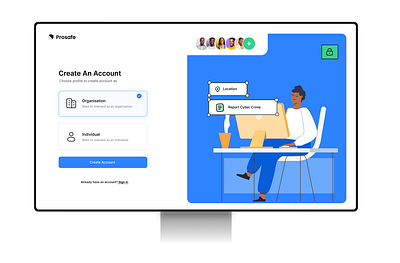 Prosafe - Create An Account Screen agency animation app attacked branding cyber attack design fintech graphic design illustration landing page landingpage logo product design security secy typography ui ui design ux design