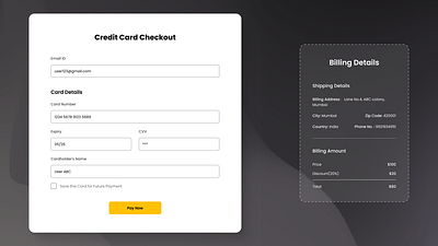 Credit Card Checkout design ui ux