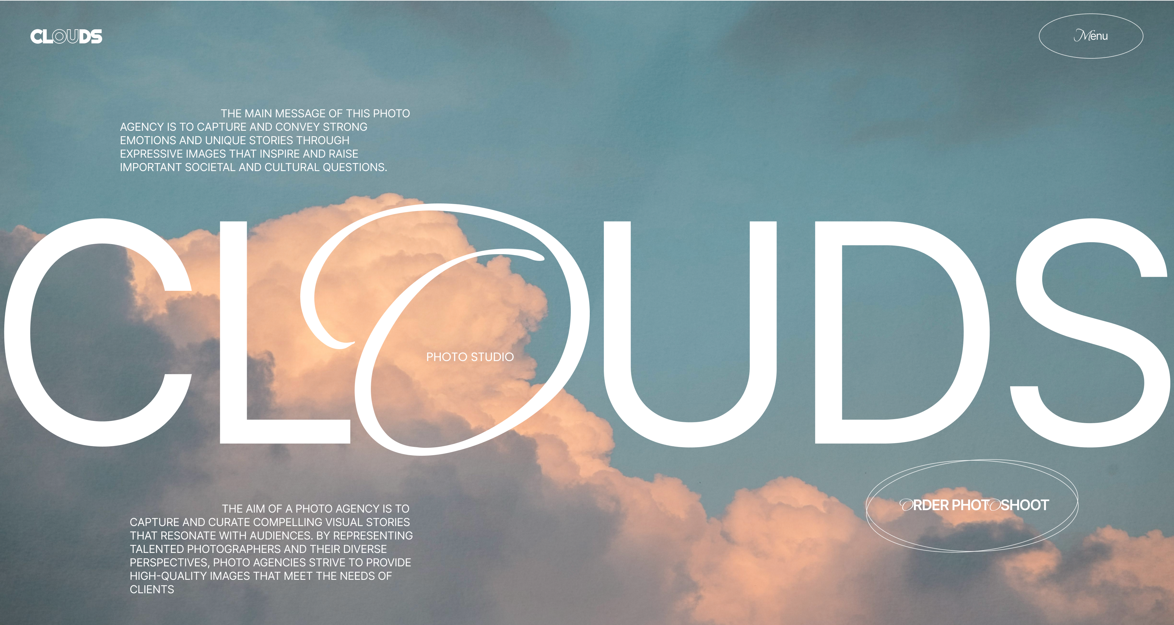 Landing Page for Photo Studio Clouds design development landing page photostudio ui ux web web design webflow website